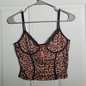 Shein sheer leopard print with pink bow top size m